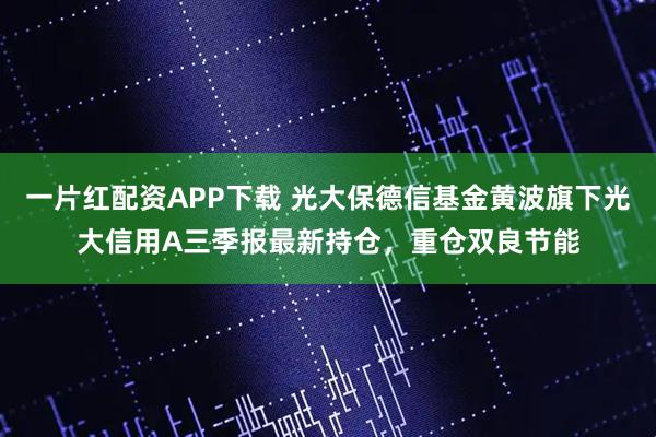 一片红配资APP下载 光大保德信基金黄波旗下光大信用A三季报最新持仓，重仓双良节能